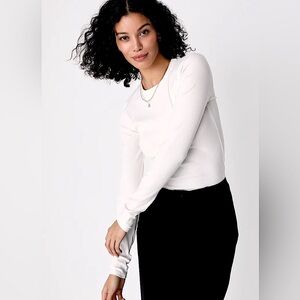 Lulus Everyday Essence White Ribbed Knit Long Sleeve Top - Size XS